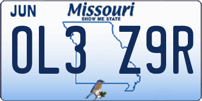 MO license plate OL3Z9R