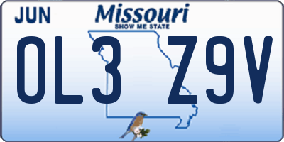 MO license plate OL3Z9V