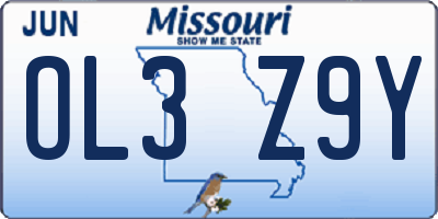MO license plate OL3Z9Y