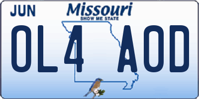 MO license plate OL4A0D
