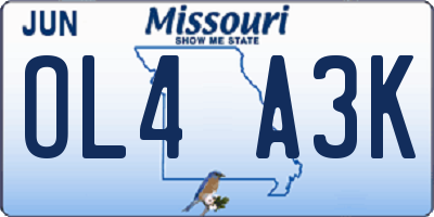 MO license plate OL4A3K