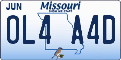 MO license plate OL4A4D