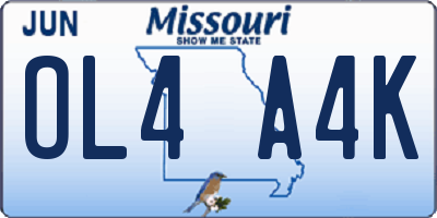 MO license plate OL4A4K