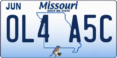 MO license plate OL4A5C