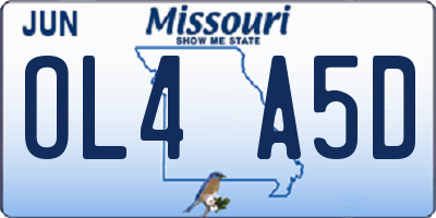 MO license plate OL4A5D