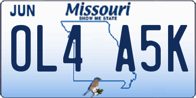 MO license plate OL4A5K