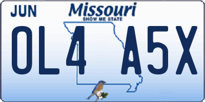 MO license plate OL4A5X