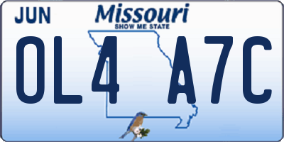 MO license plate OL4A7C