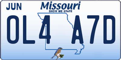 MO license plate OL4A7D