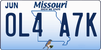 MO license plate OL4A7K