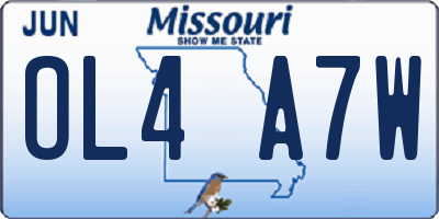 MO license plate OL4A7W