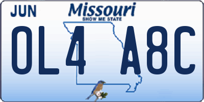 MO license plate OL4A8C