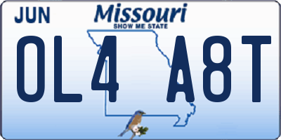 MO license plate OL4A8T
