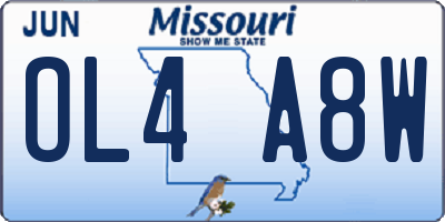 MO license plate OL4A8W
