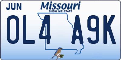 MO license plate OL4A9K