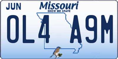 MO license plate OL4A9M