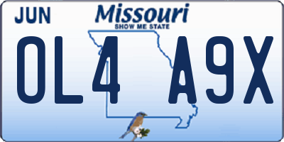 MO license plate OL4A9X