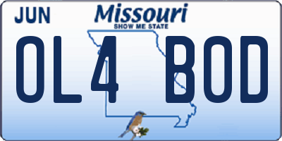 MO license plate OL4B0D