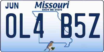 MO license plate OL4B5Z
