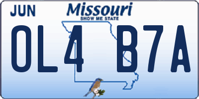 MO license plate OL4B7A