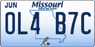 MO license plate OL4B7C