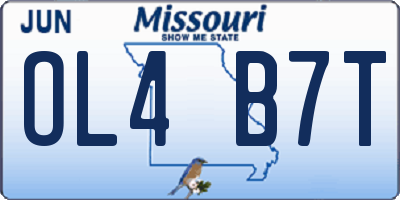 MO license plate OL4B7T
