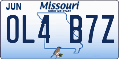 MO license plate OL4B7Z