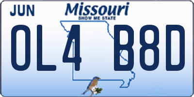 MO license plate OL4B8D
