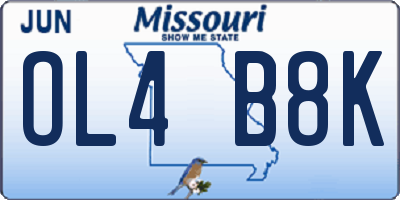 MO license plate OL4B8K