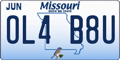 MO license plate OL4B8U