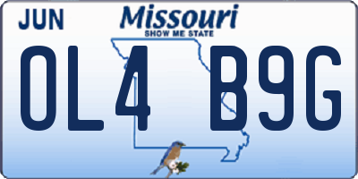 MO license plate OL4B9G