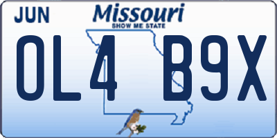 MO license plate OL4B9X