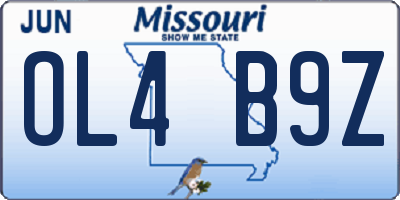 MO license plate OL4B9Z