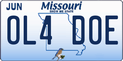 MO license plate OL4D0E