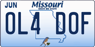 MO license plate OL4D0F