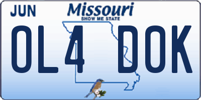 MO license plate OL4D0K