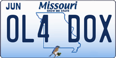 MO license plate OL4D0X