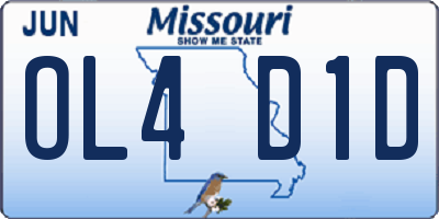 MO license plate OL4D1D