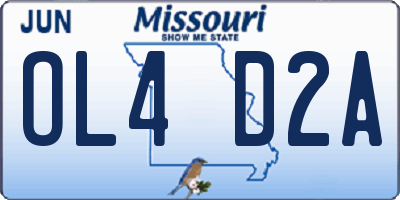 MO license plate OL4D2A