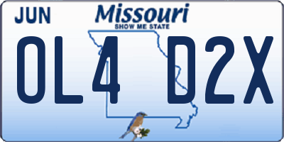MO license plate OL4D2X
