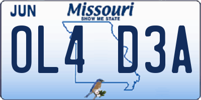 MO license plate OL4D3A