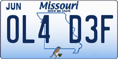 MO license plate OL4D3F