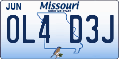 MO license plate OL4D3J