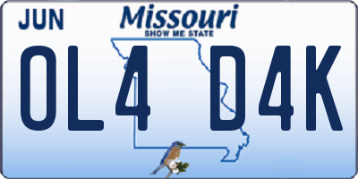 MO license plate OL4D4K