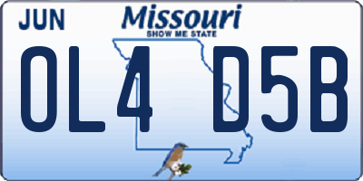 MO license plate OL4D5B