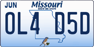 MO license plate OL4D5D
