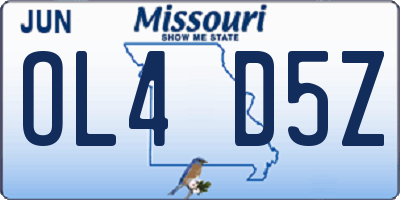 MO license plate OL4D5Z