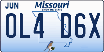 MO license plate OL4D6X