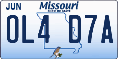 MO license plate OL4D7A