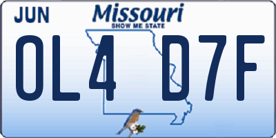 MO license plate OL4D7F